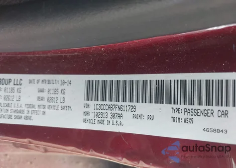 2015 Chrysler 200 Limited from USA, damaged, VIN 1C3CCCAB7FN611729